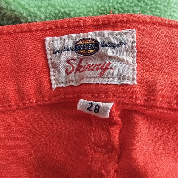 Fossil Skinny Jeans Bright Orange Size 28 Mid Rise - Picture 10 of 10